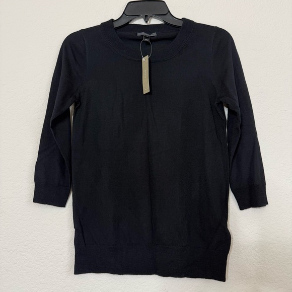 NEW J.Crew Black Fitted Crewneck 3/4 sleeves Sweater 100% Merino Wool Size XS - Picture 5 of 5
